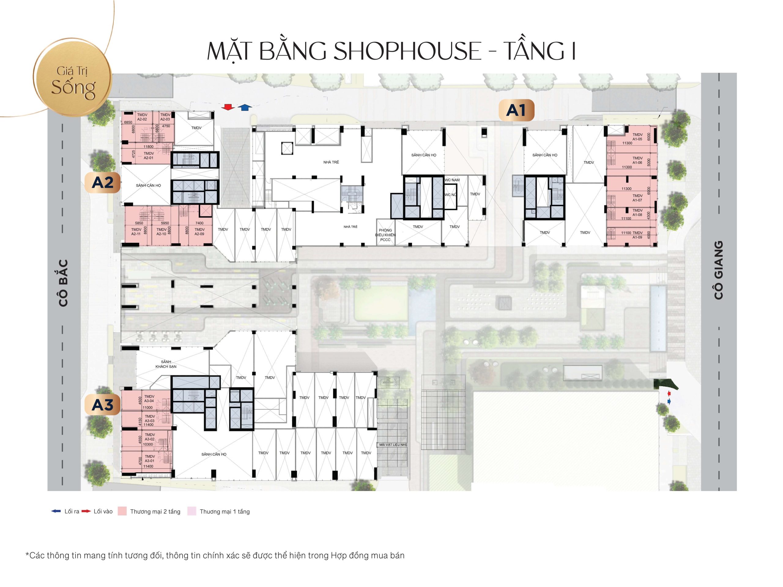 Mặt bằng shophouse - tầng 1