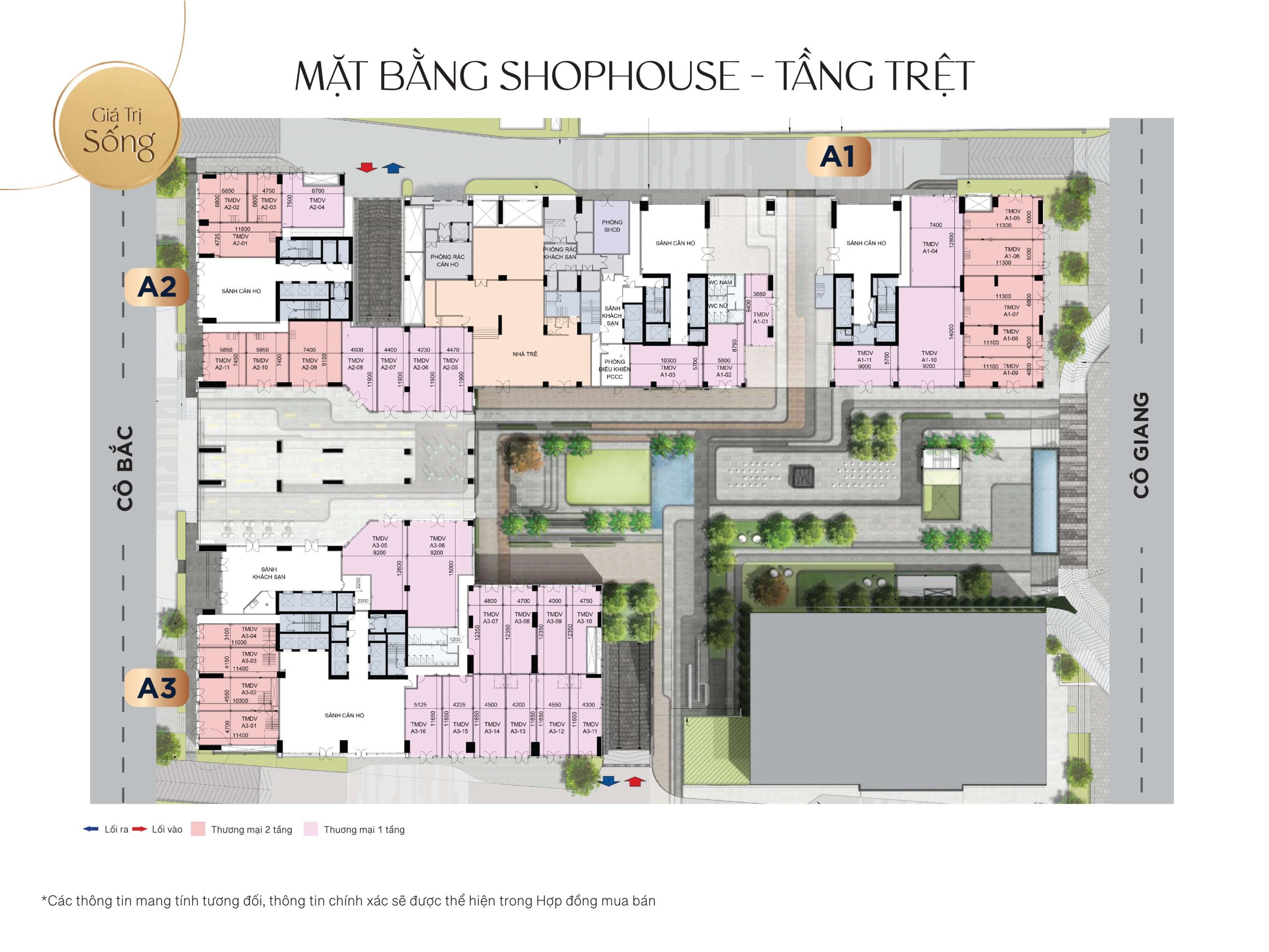 Mặt bằng shophouse - tầng trệt