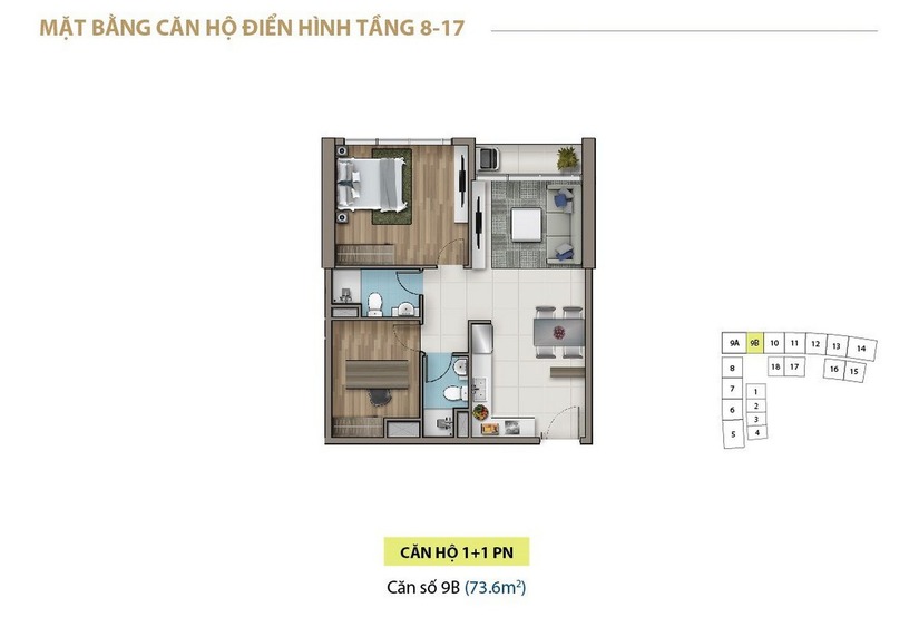 Mặt bằng layout căn hộ saigon royal residence tầng 18 đến 33 (tháp 1)