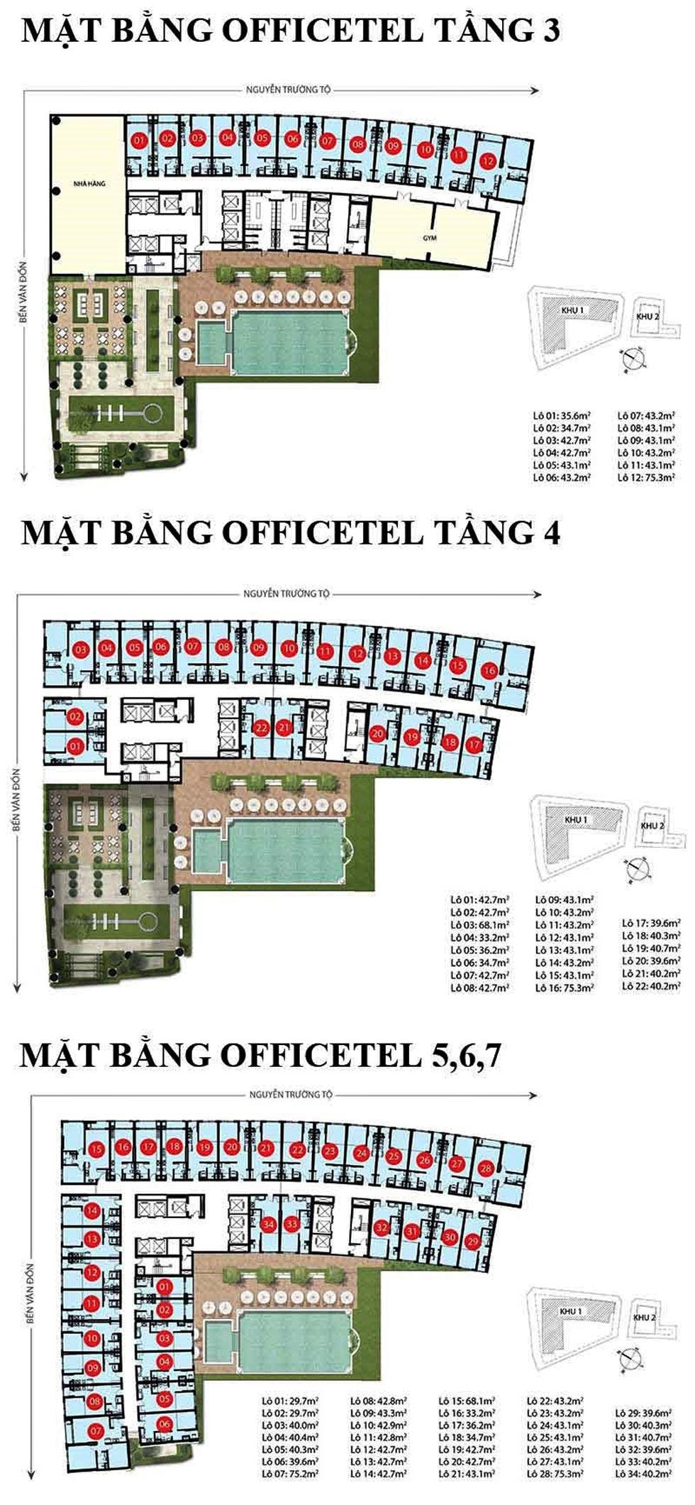 Mặt bằng Saigon Royal Quận 4. Layout chuẩn chi tiết 21 Mặt bằng officetel tầng 3-4-5-6-7 Saigon Royal Quận 4
