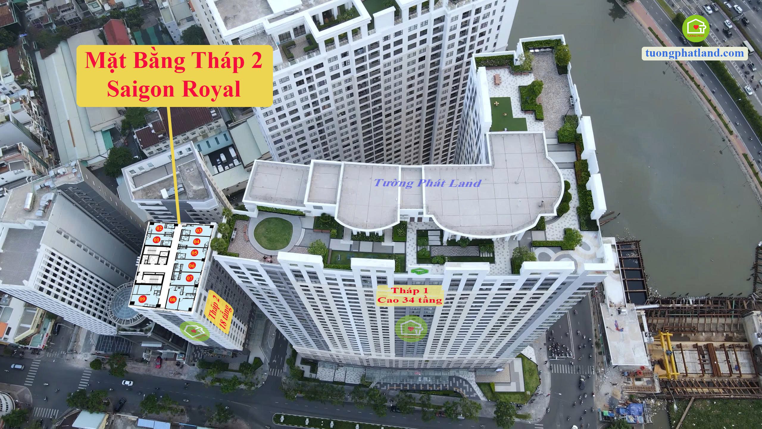 mặt bằng Saigon Royal Tháp 2 cao 18 tầng