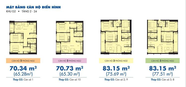 Mặt bằng căn hộ điển hình khu g2 - tầng 2 đến 24