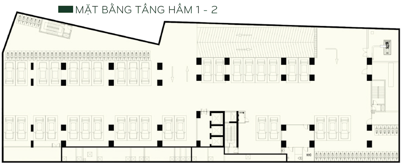 Mặt bằng tầng hầm căn hộ grand riverside