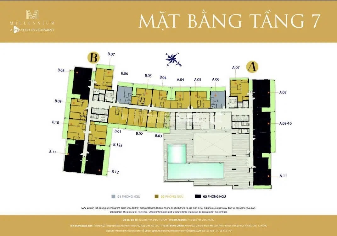 Mặt bằng tầng 7 căn hộ Millennium