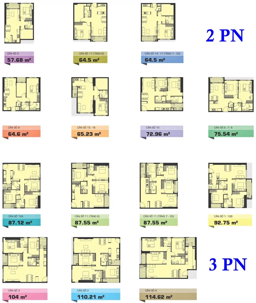 Mặt bằng layout căn hộ Tresor Quận 4