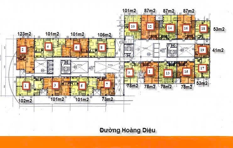 Mặt bằng layout và thiết kế căn hộ Chung cư H2 Hoàng Diệu