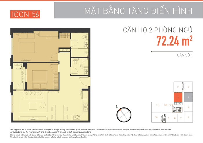 TẠI SAO NHIỀU NGƯỜI CHỌN MUA CHUNG CƯ ICON 56, TPHCM ? 25 Mặt bằng căn hộ 2 phòng ngủ