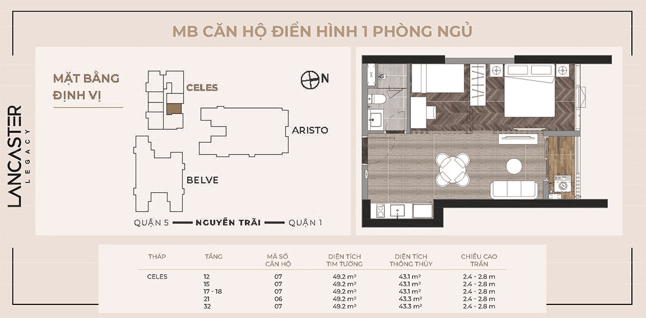 Thiết kế chi tiết căn hộ chung cư Lancaster Legacy Quận 1