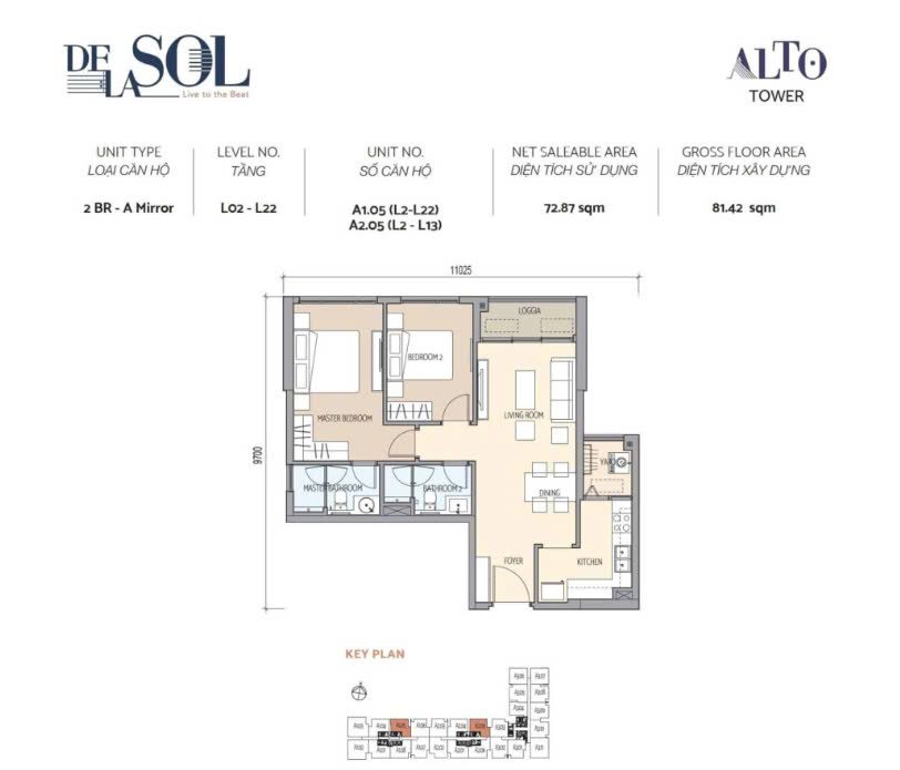 Layout căn hộ 2 Phòng ngủ 