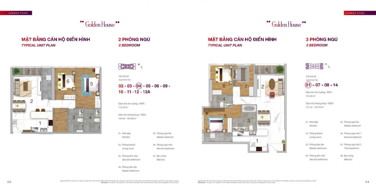 Layout thiết kế căn hộ tòa Golden House - Sunwah Pearl Bình Thạnh