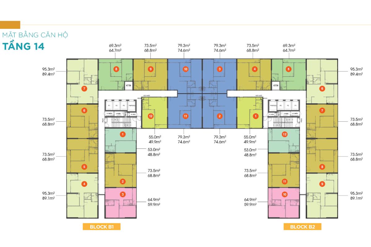 Mặt bằng layout căn hộ Lavida Plus Quận 7 30 Mặt bằng căn hộ tầng 14