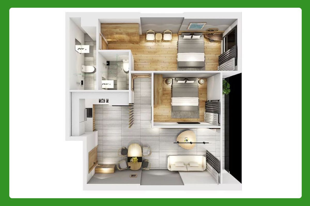Mặt bằng layout căn hộ Lavida Plus Quận 7 34 Mặt bằng layout căn hộ 2PN