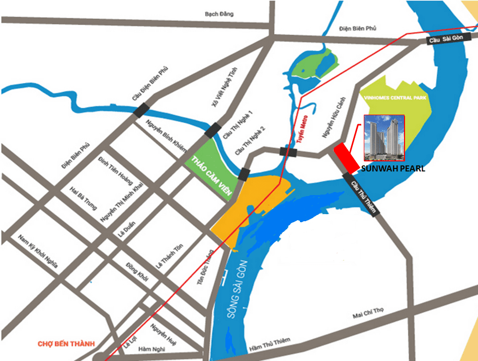 Vị trí đắc địa của Sunwah Pearl Bình Thạnh 