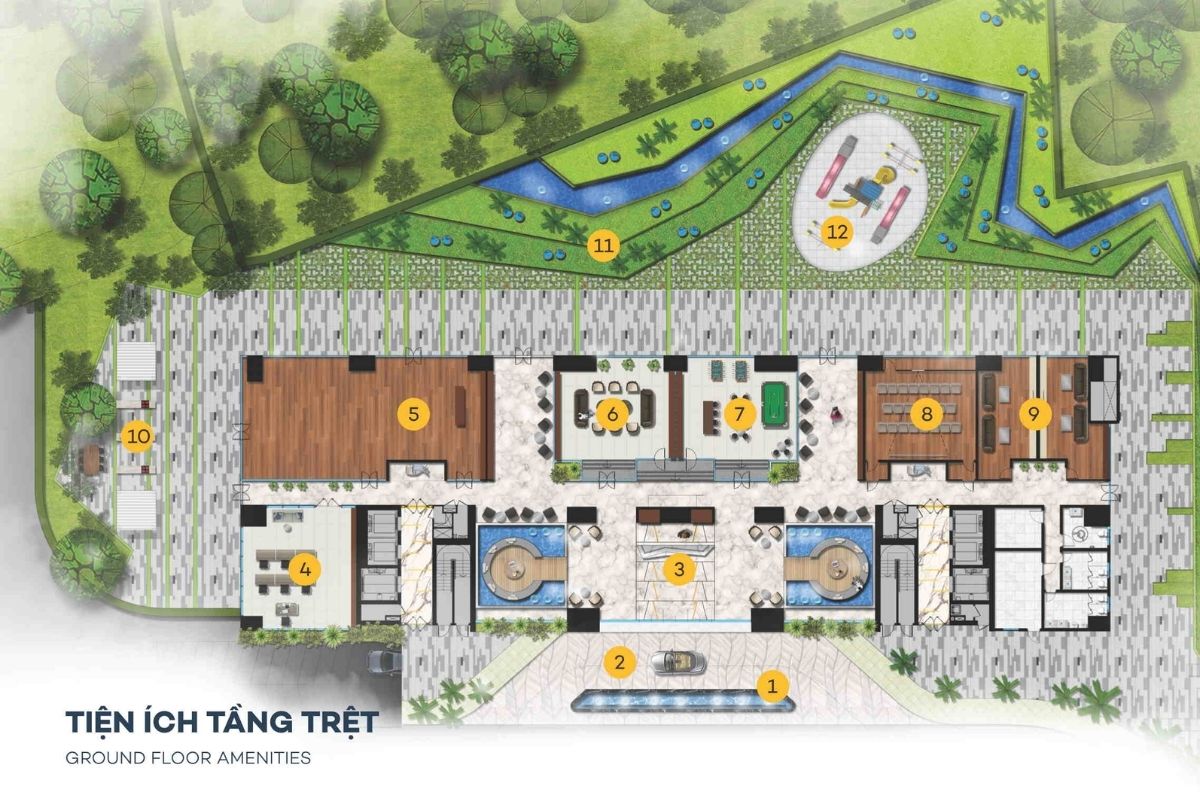 Mặt bằng layout chuẩn Sky 89 An Gia 18 Tiện ích tầng trệt