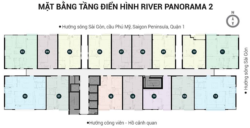 MẶT BẰNG LAYOUT CHUNG CƯ RIVER PANORAMA ANGIA QUẬN 7 23 Mặt bằng tầng điển hình River Panorama 2