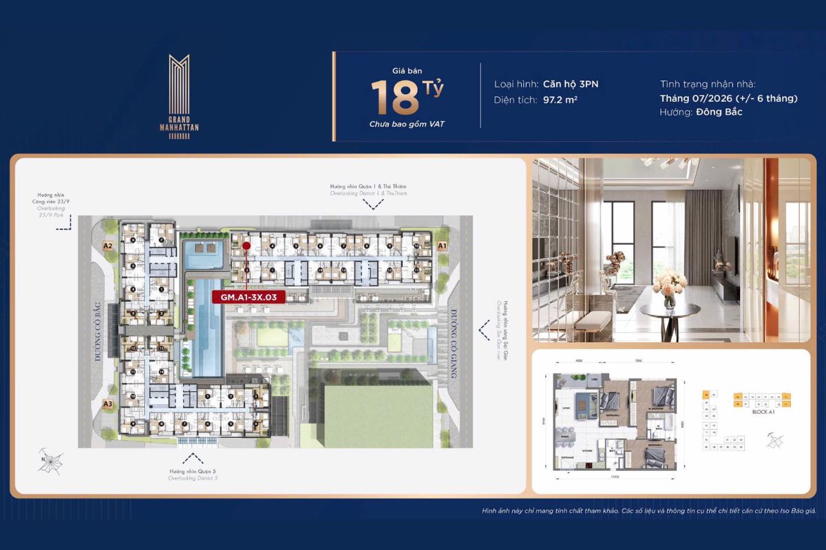 Tiến độ chung cư The Grand Manhattan - Khi nào bàn giao 13 Mặt bằng mẫu căn hộ 3PN