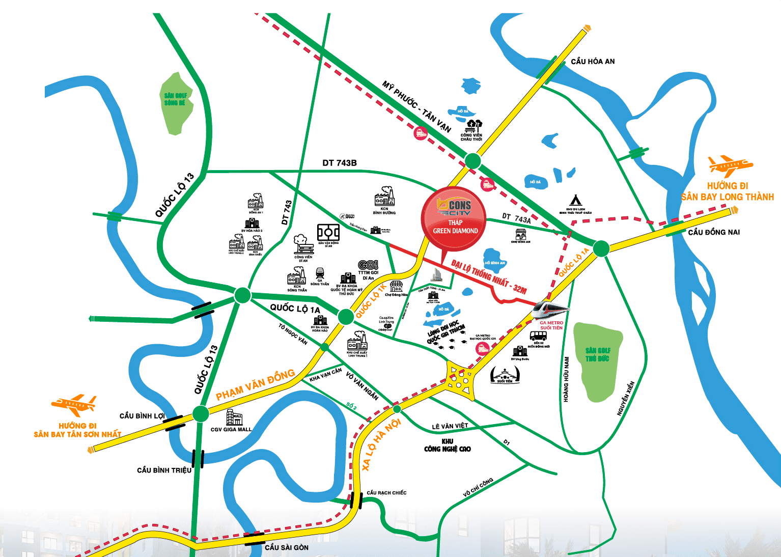 TOÀN BỘ THÔNG TIN DỰ ÁN BCONS CITY DĨ AN 25 Tiện ích ngoại khu dự án Bcons City Dĩ An – Hưởng trọn giá trị vùng lõi kinh tế