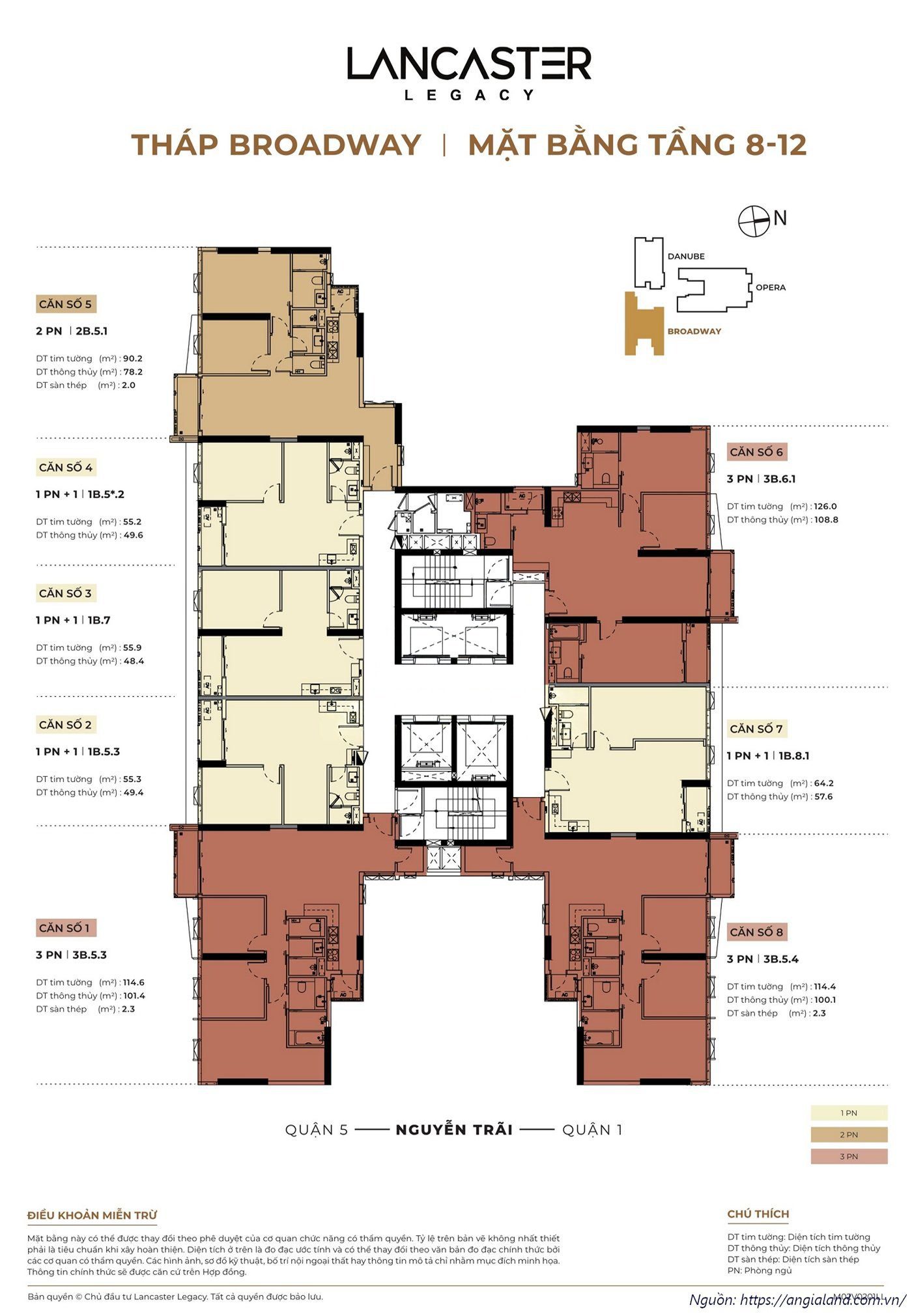 Mặt bằng tầng Block Belve (Block B) Lancaster Legacy Quận 1 – Tầng 16-18