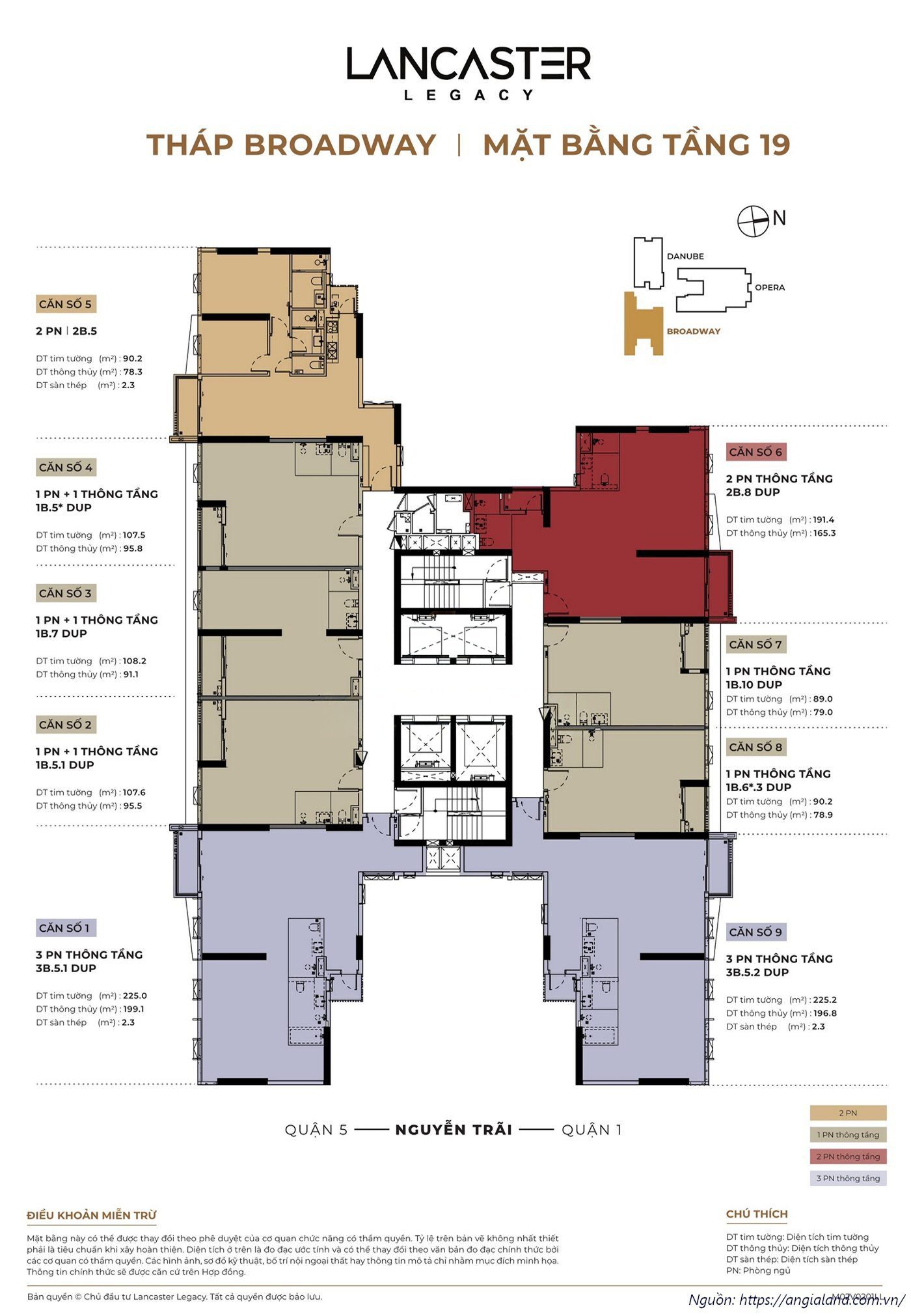 Mặt bằng tầng Block Belve (Block B) Lancaster Legacy Quận 1 – Tầng 19