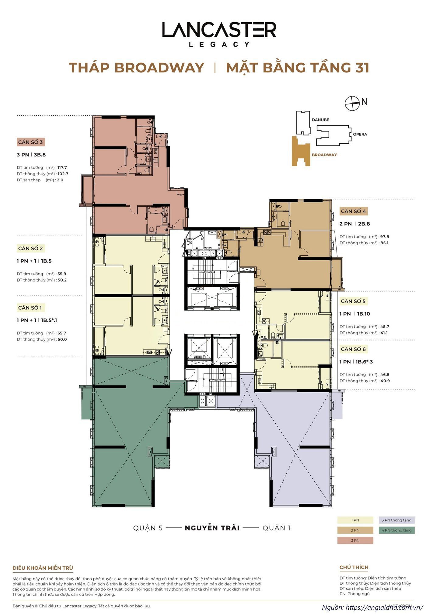 Mặt bằng tầng Block Belve (Block B) Lancaster Legacy Quận 1 – Tầng 31