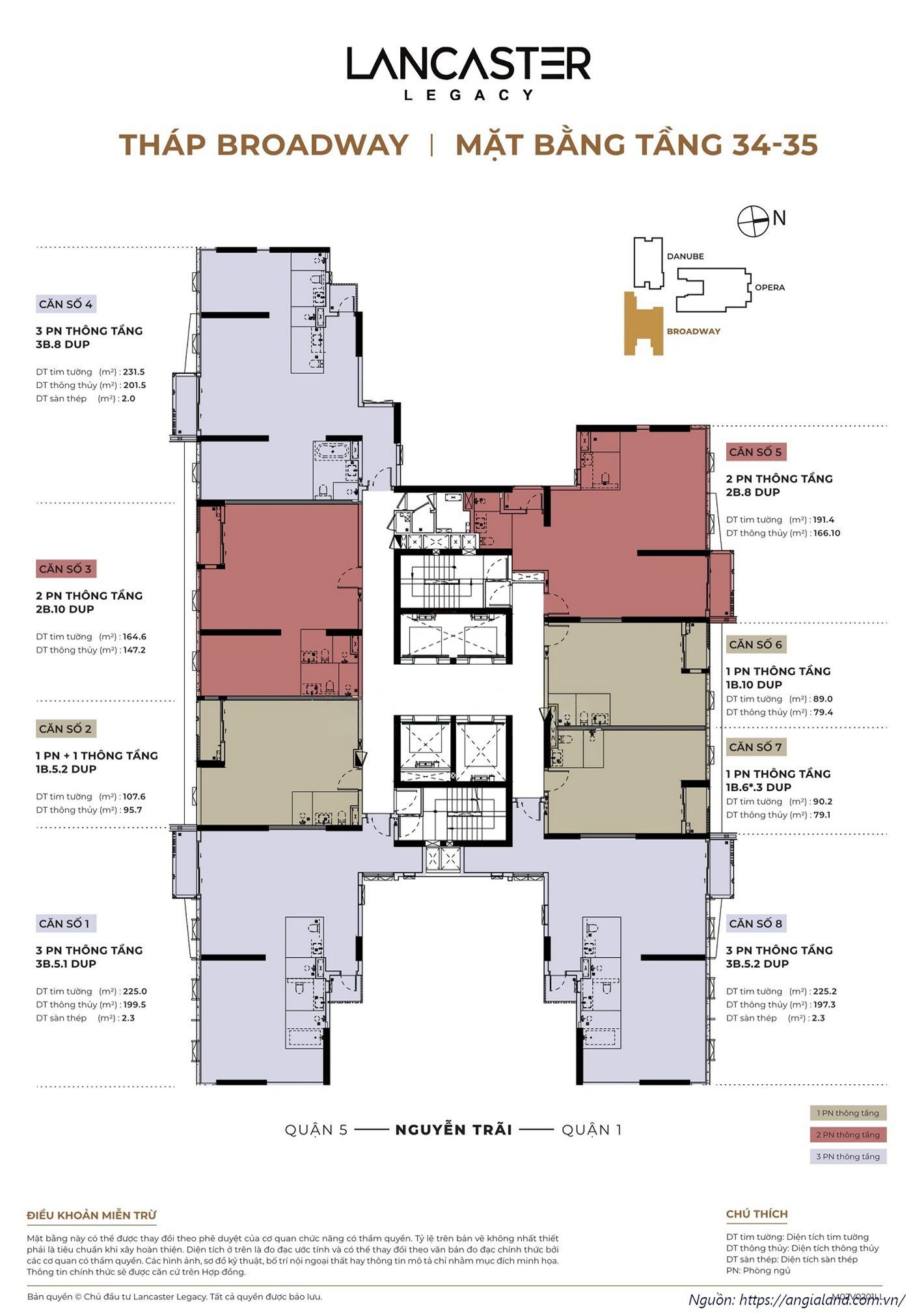 Mặt bằng tầng Block Belve (Block B) Lancaster Legacy Quận 1 – Tầng 34-35