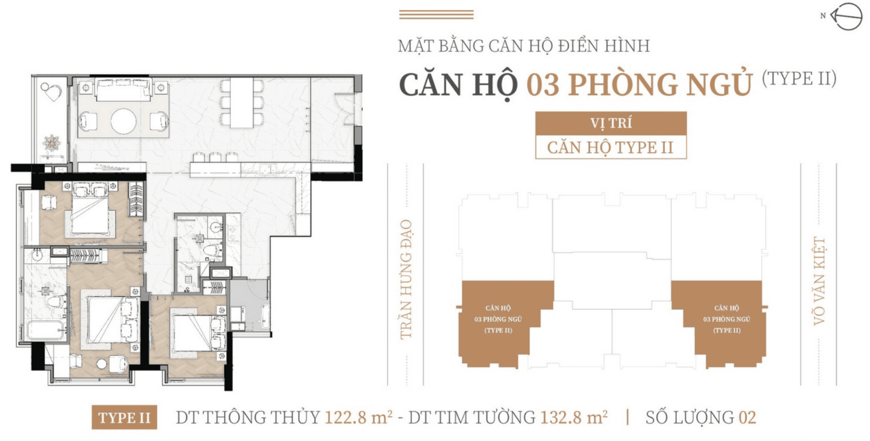 MẶT BẰNG LAYOUT CĂN HỘ KIỀU BY KITA QUẬN 5 46 Căn hộ 3 phòng ngủ – Rộng rãi, linh hoạt cho gia đình đa thế hệ