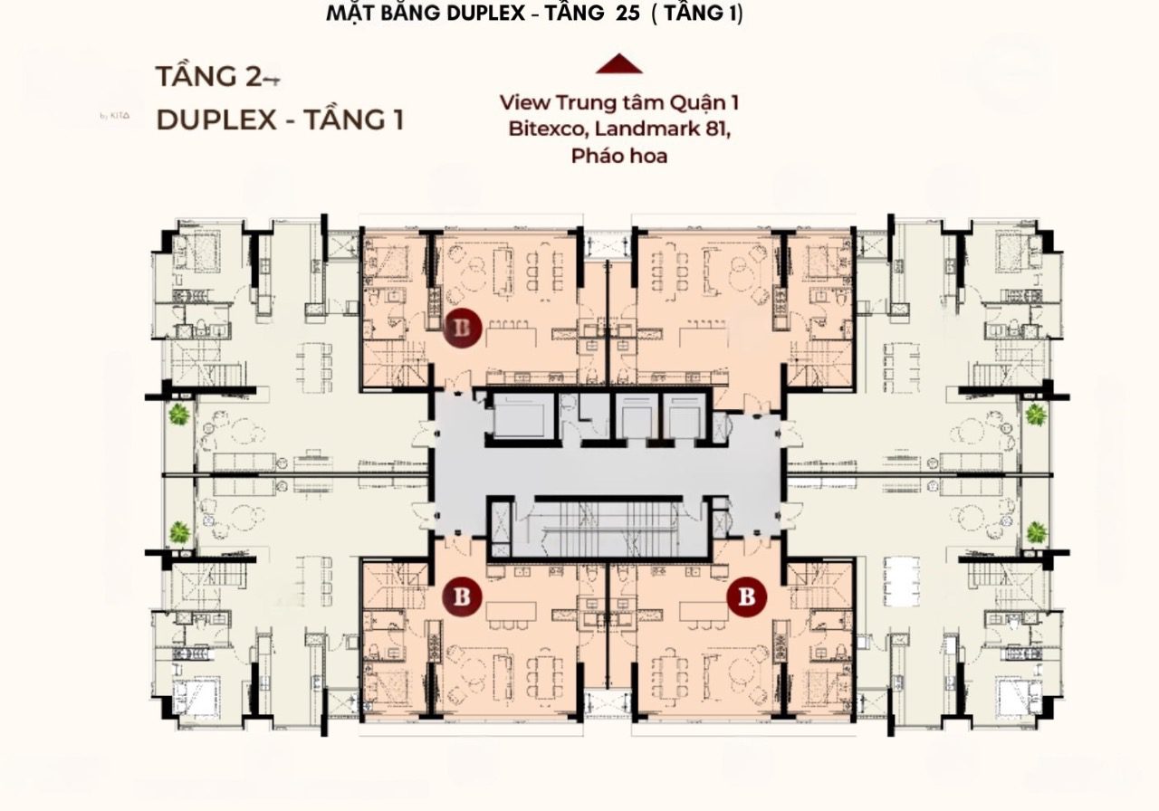 MẶT BẰNG LAYOUT CĂN HỘ KIỀU BY KITA QUẬN 5 41 Mặt bằng 25 Duplex dự án căn hộ chung cư Kiều By Kita Quận 5