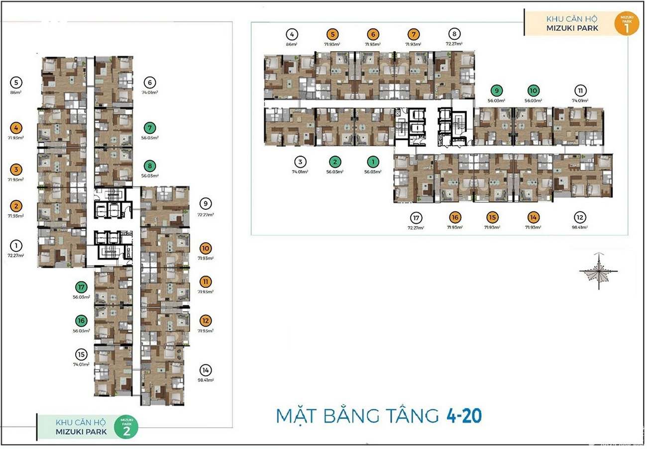 NHỮNG THÔNG TIN CẦN BIẾT VỀ DỰ ÁN MIZUKI PARK BÌNH CHÁNH 43 Mặt bằng thiết kế chi tiết block MP1 và MP2 dự án căn hộ chung cư Mizuki Park