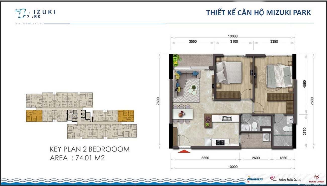 NHỮNG THÔNG TIN CẦN BIẾT VỀ DỰ ÁN MIZUKI PARK BÌNH CHÁNH 50 Thiết kế dự án căn hộ 2 PN chung cư Mizuki Park Bình Chánh
