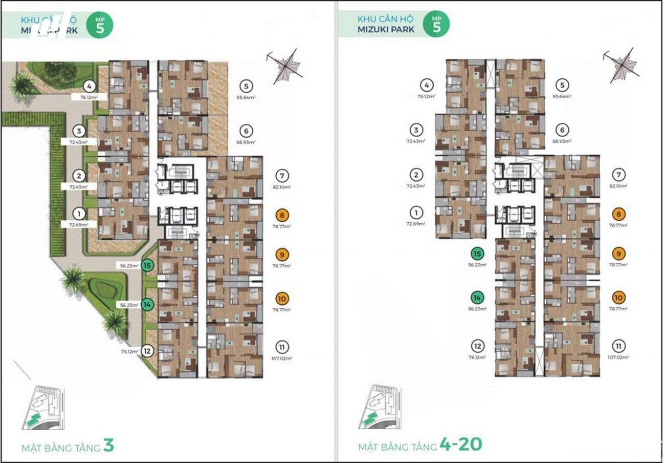 NHỮNG THÔNG TIN CẦN BIẾT VỀ DỰ ÁN MIZUKI PARK BÌNH CHÁNH 46 Mặt bằng thiết kế chi tiết block MP5 dự án căn hộ chung cư Mizuki Park