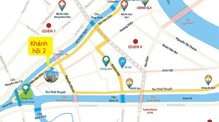 CĂN HỘ KHÁNH HỘI 2 360A BẾN VÂN ĐỒN 11 Vị trí và kết nối của Căn Hộ Khánh Hội 2 360A Bến Vân Đồn