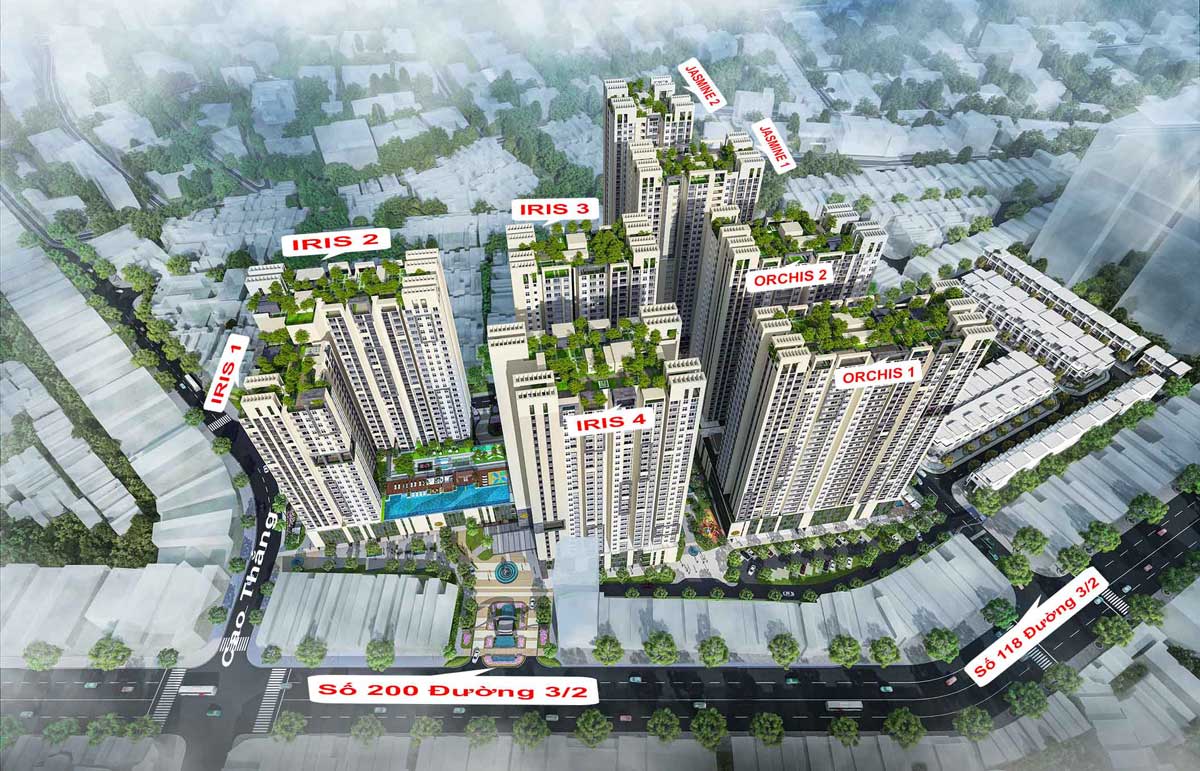 Toàn dự án gồm 8 tòa căn hộ cao tầng, mỗi tòa cao khoảng 30 tầng, kết hợp cùng hơn 115 căn nhà phố liền kề được bố trí dọc các trục đường nội khu.