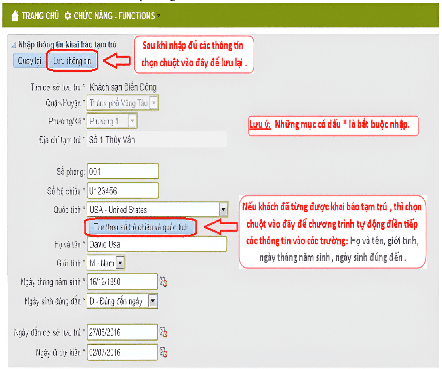 HƯỚNG DẪN ĐĂNG KÝ TẠM TRÚ CHO NGƯỜI NƯỚC NGOÀI TẠI VIỆT NAM 25 Điền thông tin đăng ký tạm trú online cho người nước ngoài