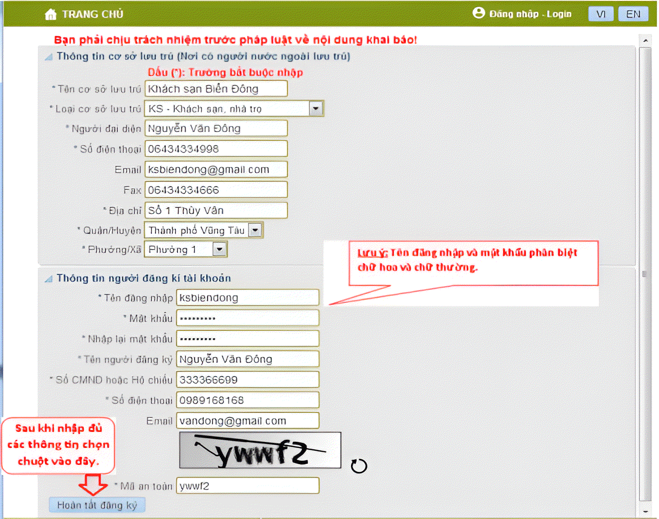 HƯỚNG DẪN ĐĂNG KÝ TẠM TRÚ CHO NGƯỜI NƯỚC NGOÀI TẠI VIỆT NAM 21 Tạo tài khoản đăng ký tạm trú cho người nước ngoài qua mạng